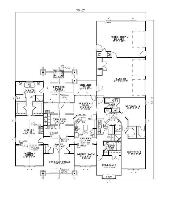 Craftsman Floor Plan - Main Floor Plan #17-2372