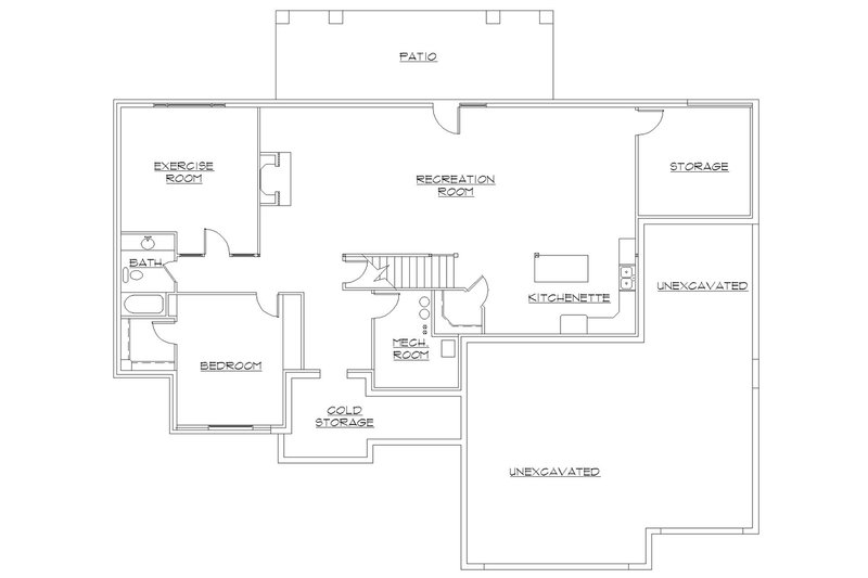 Dream House Plan - Floor Plan - Lower Floor for Ranch House Plan #5-127 - 4 bed, 2 bath