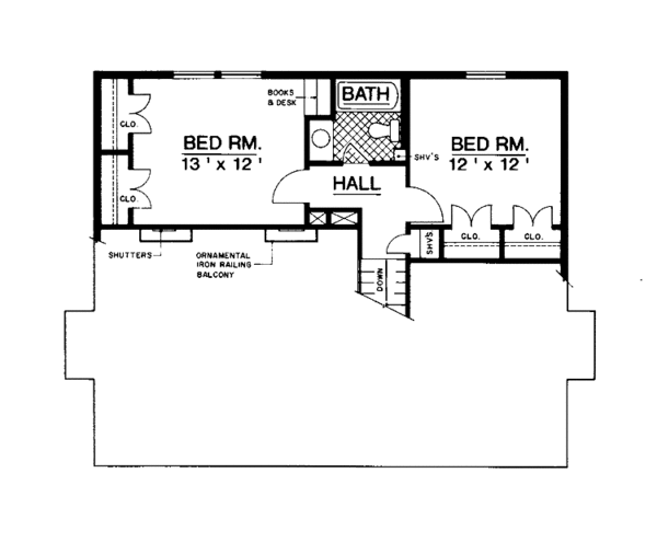 House Design - European Floor Plan - Upper Floor Plan #45-419