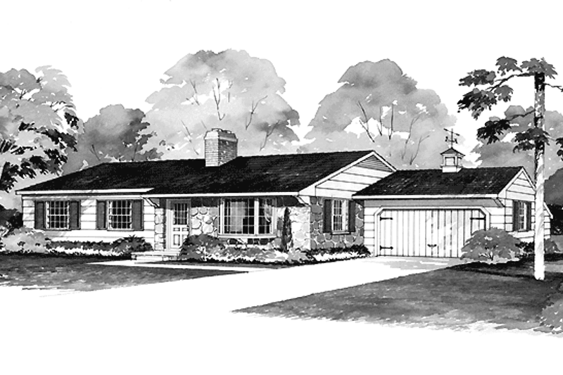Architectural House Design - Ranch Exterior - Front Elevation Plan #72-491