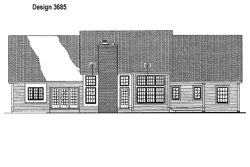 House Blueprint - Exterior - Rear Elevation for Country House Plan #72-1022 - 4 bed, 2.5 bath