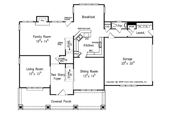 Floor Plan - Main Floor for Craftsman House Plan #927-263 - 4 bed, 2.5 bath