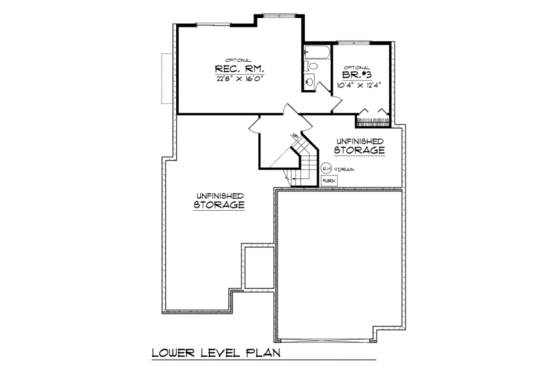 Floor Plan - Lower Floor for Traditional House Plan #70-167 - 2 bed, 2 bath