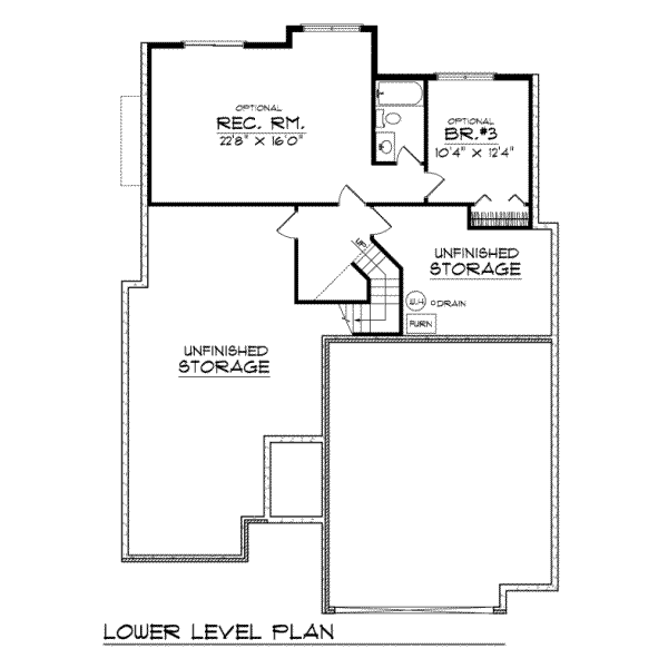 Traditional Floor Plan - Lower Floor Plan #70-167