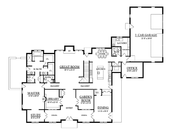 House Design - Mediterranean Floor Plan - Main Floor Plan #937-16