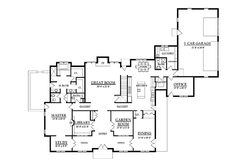 House Blueprint - Floor Plan - Main Floor for Mediterranean House Plan #937-16 - 5 bed, 4 bath