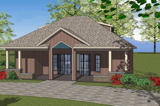 Exterior - Front Elevation for Southern House Plan #8-289 - 1 bed, 1.5 bath
