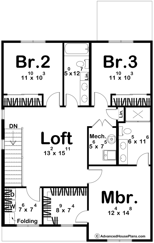 House Blueprint - Farmhouse Floor Plan - Upper Floor Plan #455-599