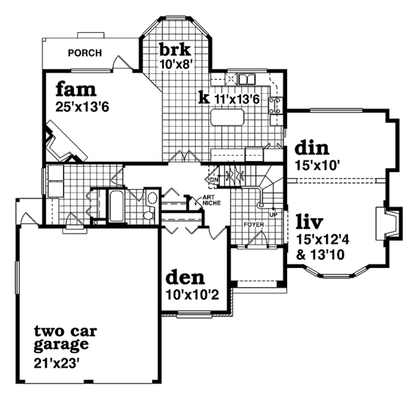 House Blueprint - European Floor Plan - Main Floor Plan #47-1028