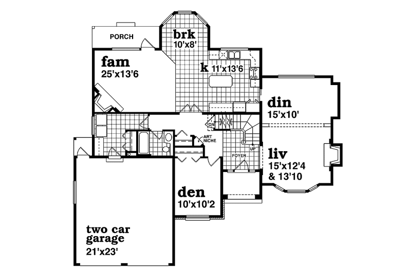 Architectural House Design - Floor Plan - Main Floor for European House Plan #47-1028 - 4 bed, 3 bath