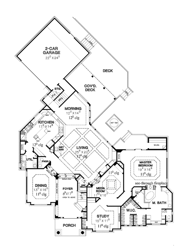 Architectural House Design - Mediterranean Floor Plan - Main Floor Plan #472-316