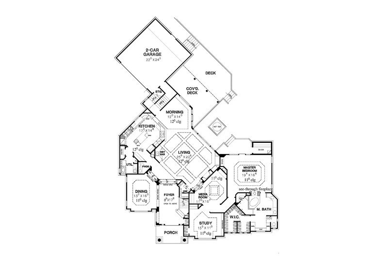 Dream House Plan - Floor Plan - Main Floor for Mediterranean House Plan #472-316 - 3 bed, 3.5 bath