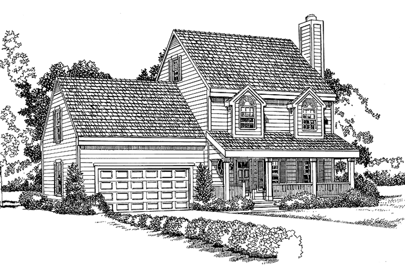 Home Plan - Exterior - Front Elevation for Country House Plan #72-1086 - 3 bed, 2.5 bath