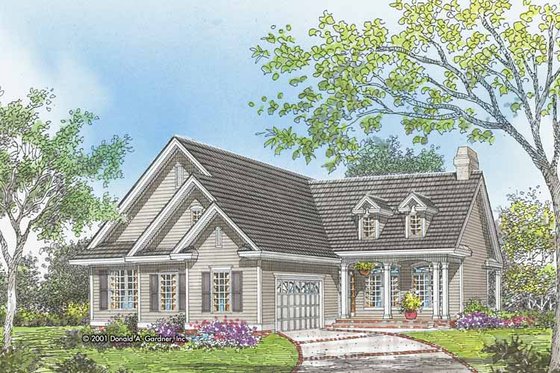 Exterior - Front Elevation 3 for Country House Plan #929-620 - 3 bed, 2 bath