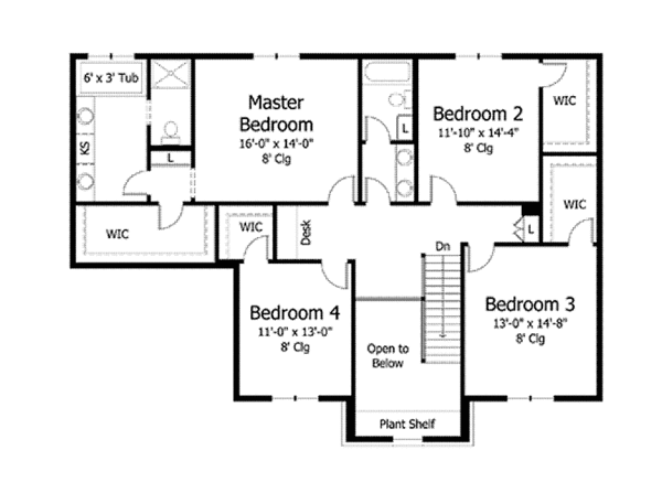 Dream House Plan - Traditional Floor Plan - Upper Floor Plan #51-1027