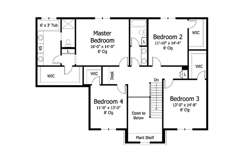 Home Plan - Floor Plan - Upper Floor for Traditional House Plan #51-1027 - 4 bed, 2.5 bath