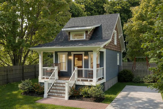 Exterior - Front Elevation for Bungalow House Plan #79-308 - 1 bed, 1 bath