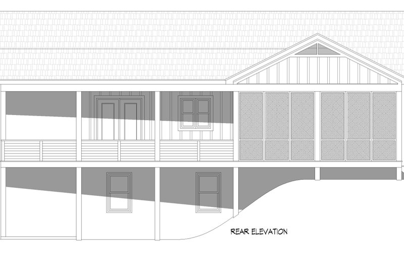 House Blueprint - Exterior - Rear Elevation for Country House Plan #932-1440 - 3 bed, 2.5 bath