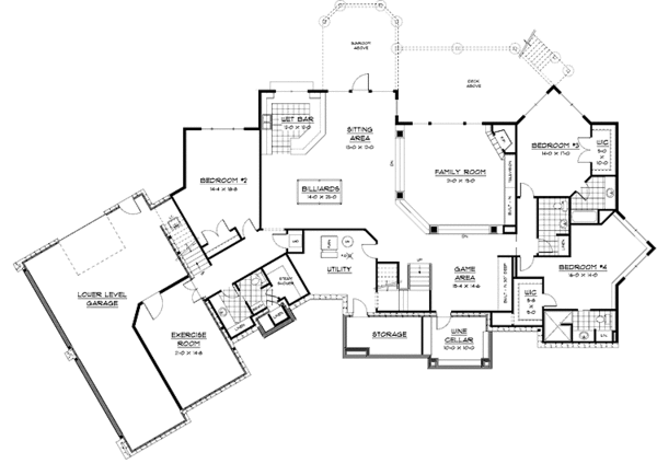 Dream House Plan - European Floor Plan - Lower Floor Plan #51-690