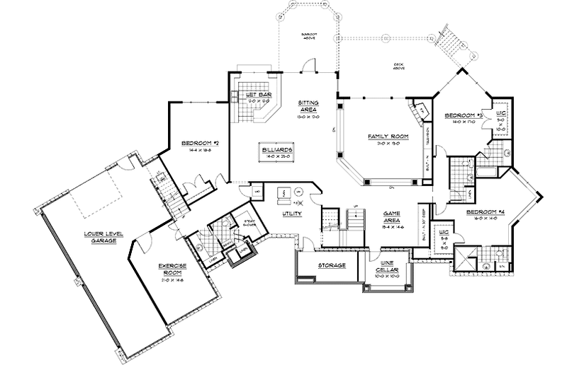 Architectural House Design - Floor Plan - Lower Floor for European House Plan #51-690 - 5 bed, 4 bath