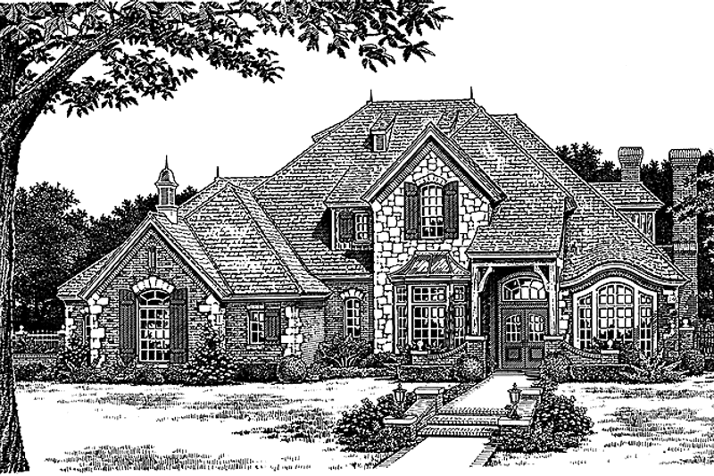 Home Plan - Exterior - Front Elevation 3 for European House Plan #310-1126 - 4 bed, 3.5 bath