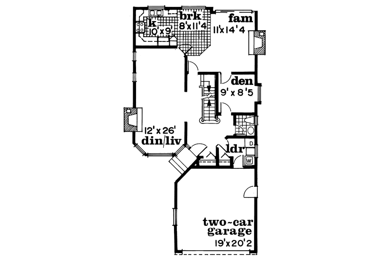 House Blueprint - Floor Plan - Main Floor for Tudor House Plan #47-981 - 3 bed, 2.5 bath