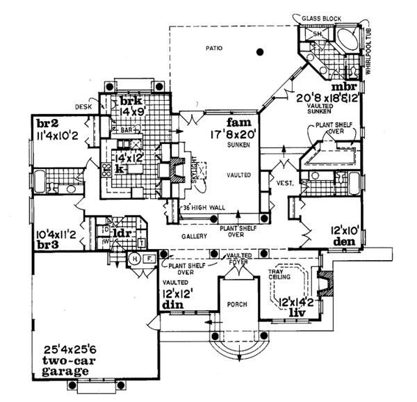 Architectural House Design - Mediterranean Floor Plan - Main Floor Plan #47-854