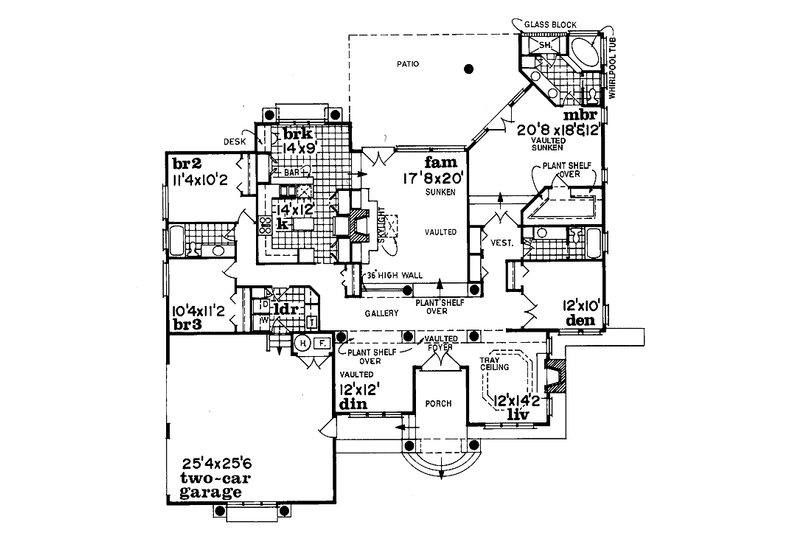 Home Plan - Floor Plan - Main Floor for Mediterranean House Plan #47-854 - 3 bed, 3 bath