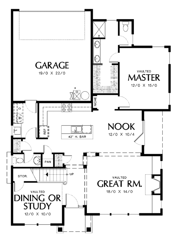 House Plan Design - Craftsman Floor Plan - Main Floor Plan #48-835