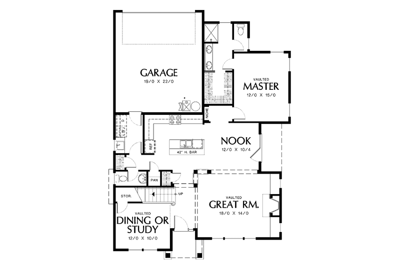 Home Plan - Floor Plan - Main Floor for Craftsman House Plan #48-835 - 3 bed, 2.5 bath