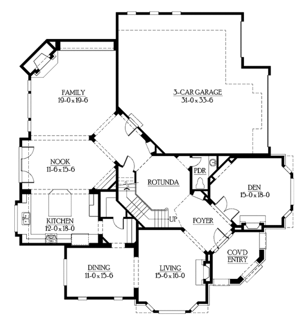 House Blueprint - Craftsman Floor Plan - Main Floor Plan #132-351