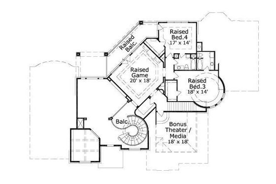 Floor Plan - Upper Floor for European House Plan #411-273 - 4 bed, 4 bath
