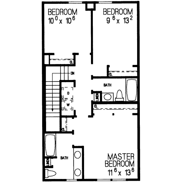 Colonial Floor Plan - Upper Floor Plan #72-476