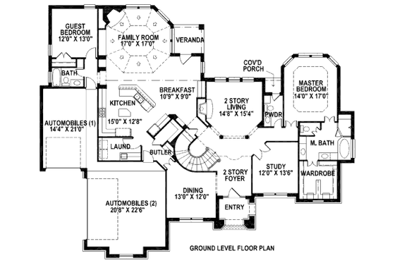 Floor Plan - Main Floor for European House Plan #141-257 - 4 bed, 4.5 bath