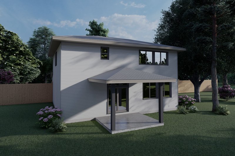 Architectural House Design - Exterior - Rear Elevation for Prairie House Plan #53-733 - 4 bed, 2.5 bath