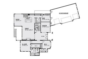 Floor Plan - Main Floor for Traditional House Plan #1066-23 - 2 bed, 2.5 bath