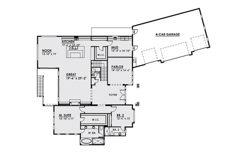 Dream House Plan - Floor Plan - Main Floor for Traditional House Plan #1066-23 - 2 bed, 2.5 bath