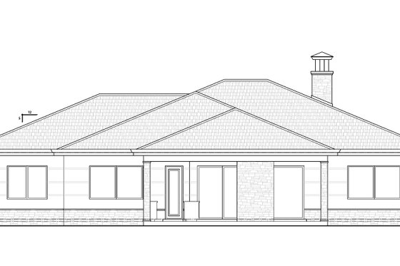 Exterior - Rear Elevation for Prairie House Plan #938-116 - 3 bed, 3.5 bath