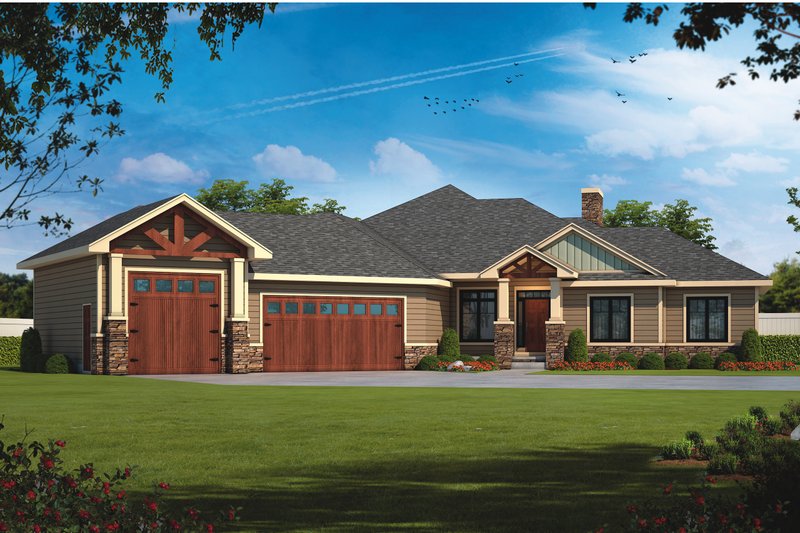 House Blueprint - Craftsman Exterior - Front Elevation Plan #20-2577
