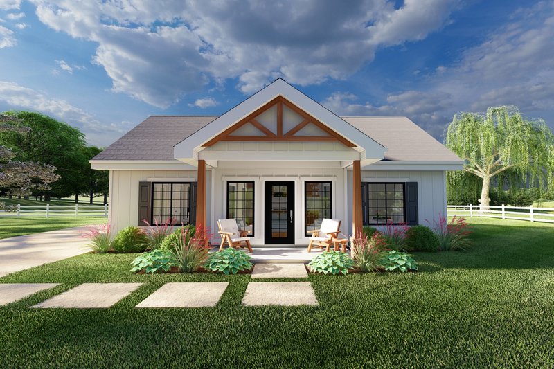 House Blueprint - Farmhouse Exterior - Front Elevation Plan #126-296