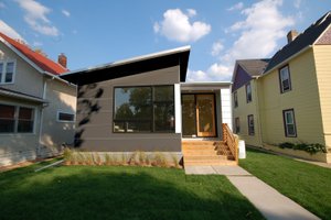 Modern style bungalow designed home, front elevation photo