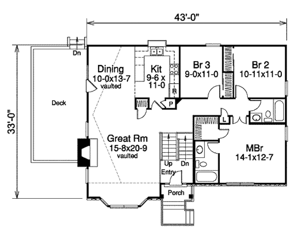 Traditional Style House Plan - 4 Beds 3 Baths 2080 Sq/Ft Plan #57-334 ...