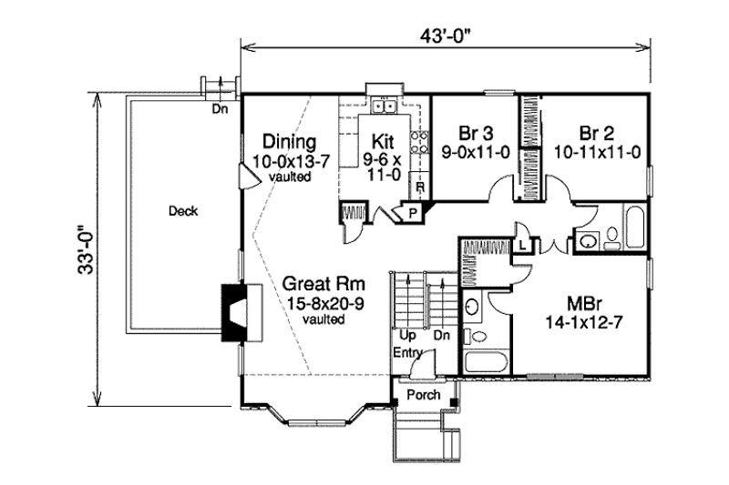 House Design - Floor Plan - Main Floor for Traditional House Plan #57-334 - 4 bed, 3 bath