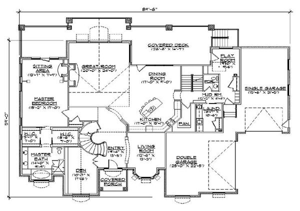 Architectural House Design - European Floor Plan - Main Floor Plan #5-445