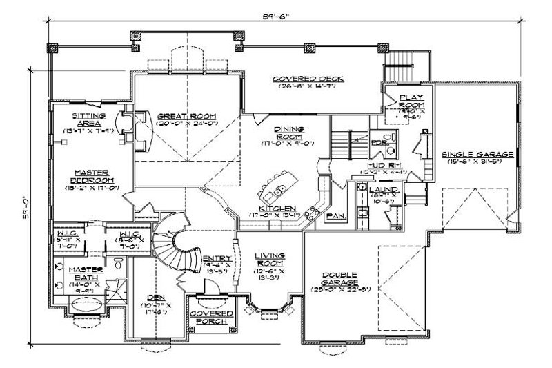 Dream House Plan - Floor Plan - Main Floor for European House Plan #5-445 - 6 bed, 5 bath