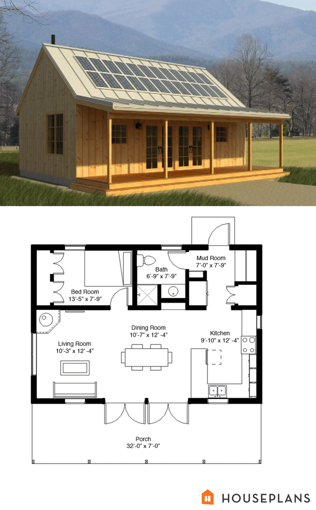Cabin Style House Plan 1 Beds 1 Baths 704 Sq Ft Plan 497 14 Dreamhomesource Com
