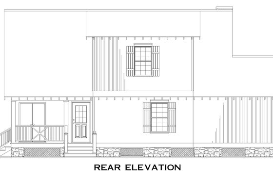 Exterior - Rear Elevation for Mediterranean House Plan #17-3299 - 4 bed, 2 bath