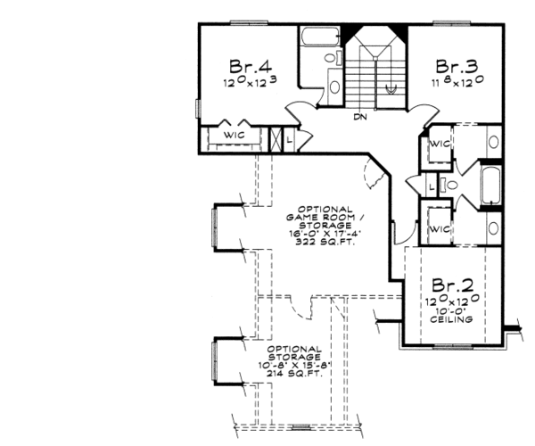 House Design - European Floor Plan - Upper Floor Plan #20-2117