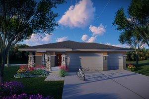 Prairie Exterior - Front Elevation Plan #70-1520