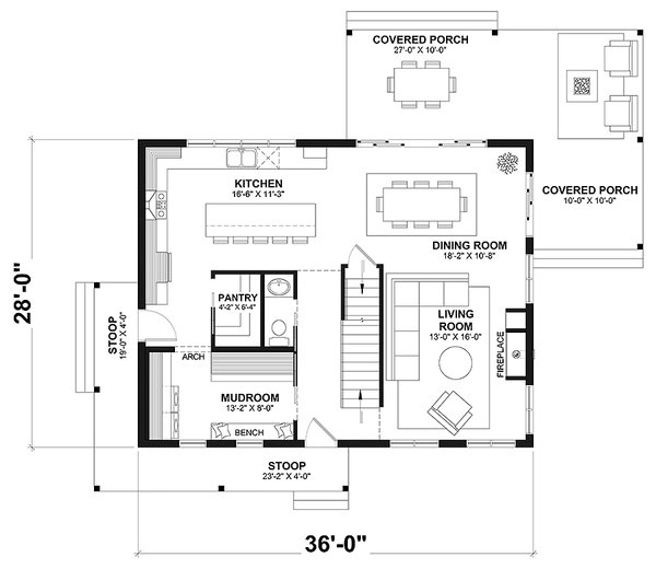 Country Floor Plan - Main Floor Plan #23-2765